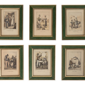 Appraisal: A Group of Six Framed Engravings Height of each x