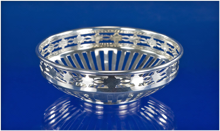 Appraisal: Silver Bon Bon Dish With Rectangular Pierced Work To The