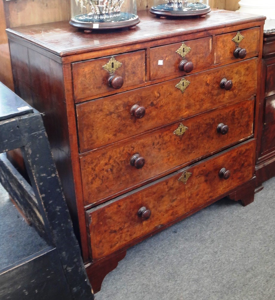 Appraisal: An early th century and later burr walnut chest of