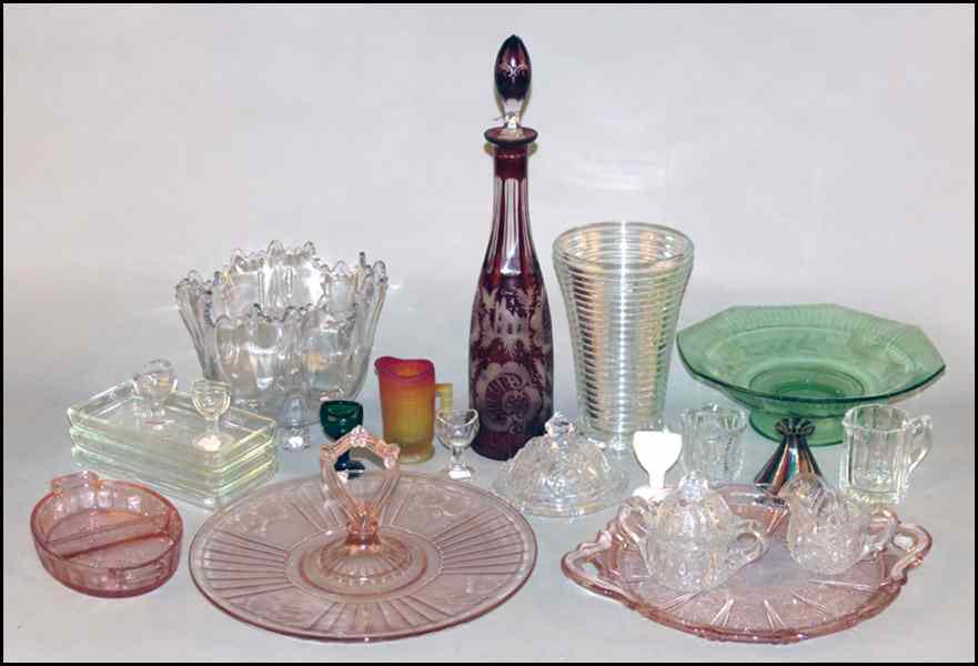 Appraisal: COLLECTION OF VARIOUS GLASS TABLE ITEMS Including a cut to