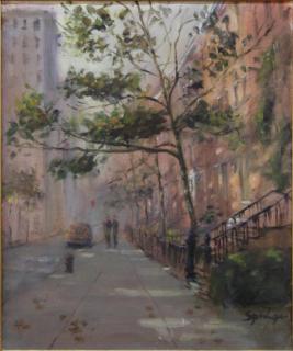 Appraisal: Anthony Springer American Oil on canvas of an autumnal city