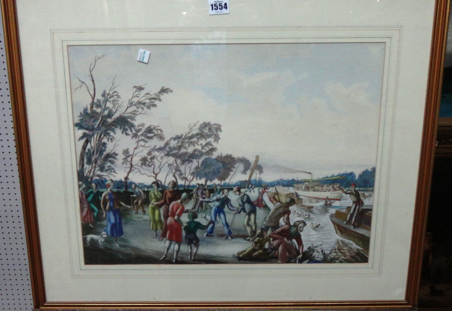 Appraisal: Hector Whistler - Henley Regatta pen ink and watercolour signed