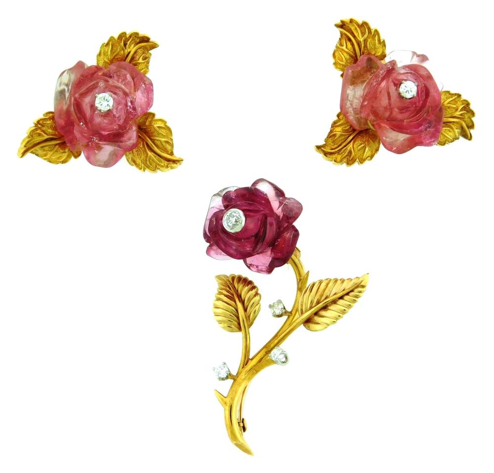 Appraisal: JEWELRY Van Cleef Arpel earrings and pin K yellow gold