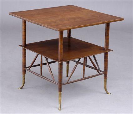 Appraisal: AESTHETIC MOVEMENT MAHOGANY TEA TABLE The square top raised above