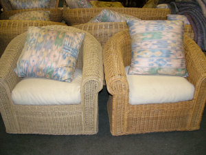 Appraisal: Six Modern wicker barrel back armchairs together with a conforming