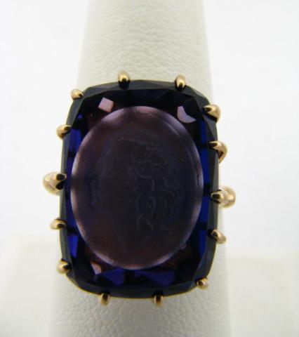 Appraisal: K Yellow Gold Vintage Carved Amethyst Cameo Ring size