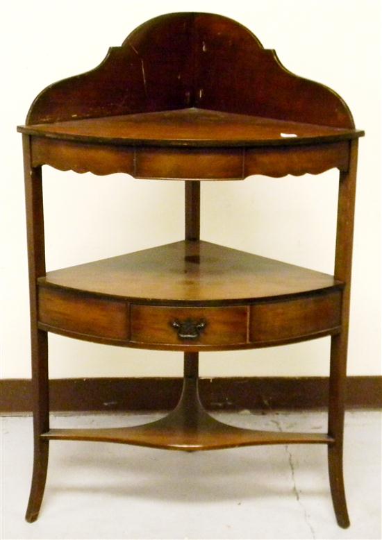 Appraisal: Reproduction corner washstand two tier with drawer in lower tier