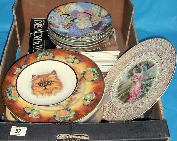 Appraisal: Tray comprising various plates plaques to include Coalport Cat Plate