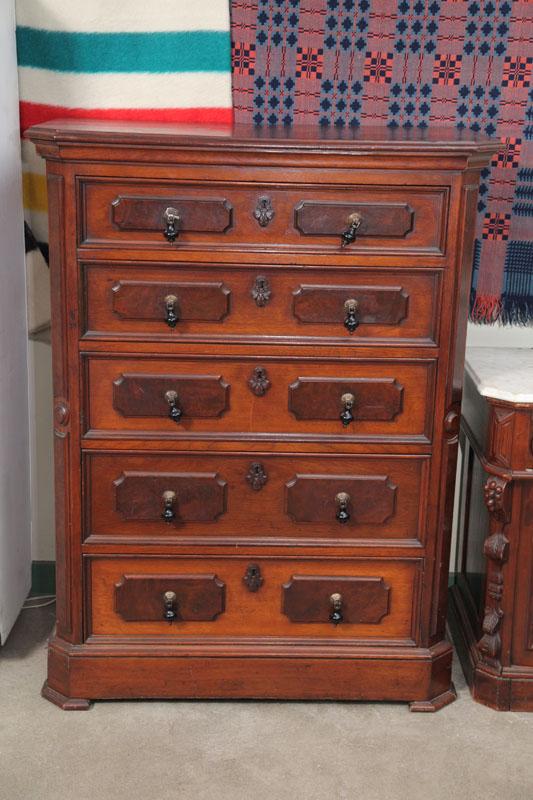 Appraisal: VICTORIAN TALL CHEST Mahogany with five graduated drawers each having