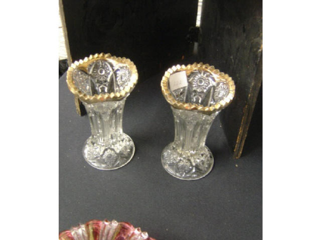 Appraisal: PR PRESSED GLASS VASES