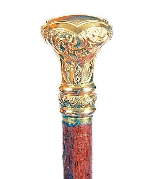 Appraisal: Gold Dress Cane Exclusive on Bidsquare th Century- A gold-filled