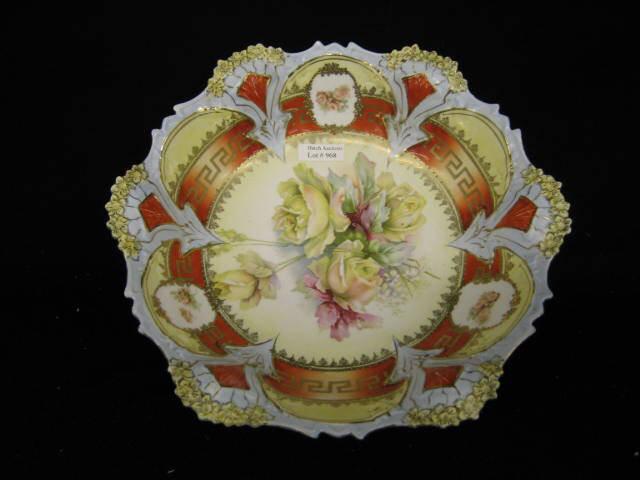 Appraisal: R S Prussia Porcelain Master Berry Bowl central floral medallion