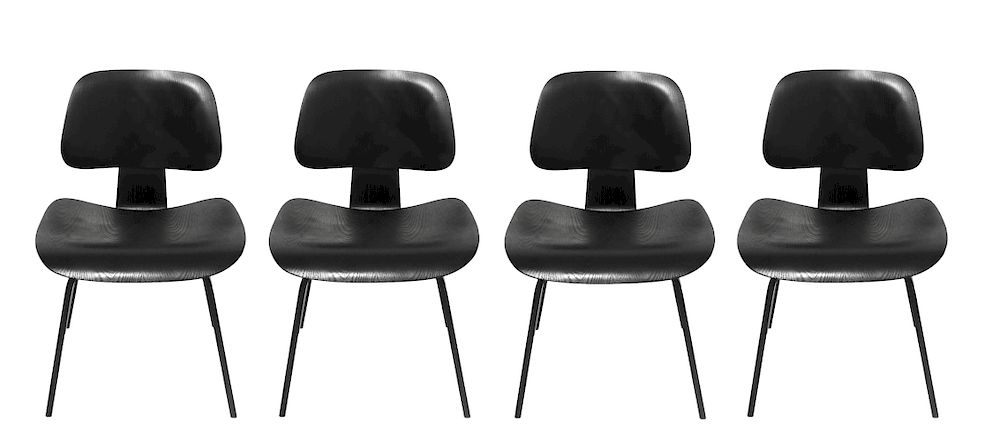 Appraisal: Eames for Herman Miller Black DCW Chairs Charles and Ray