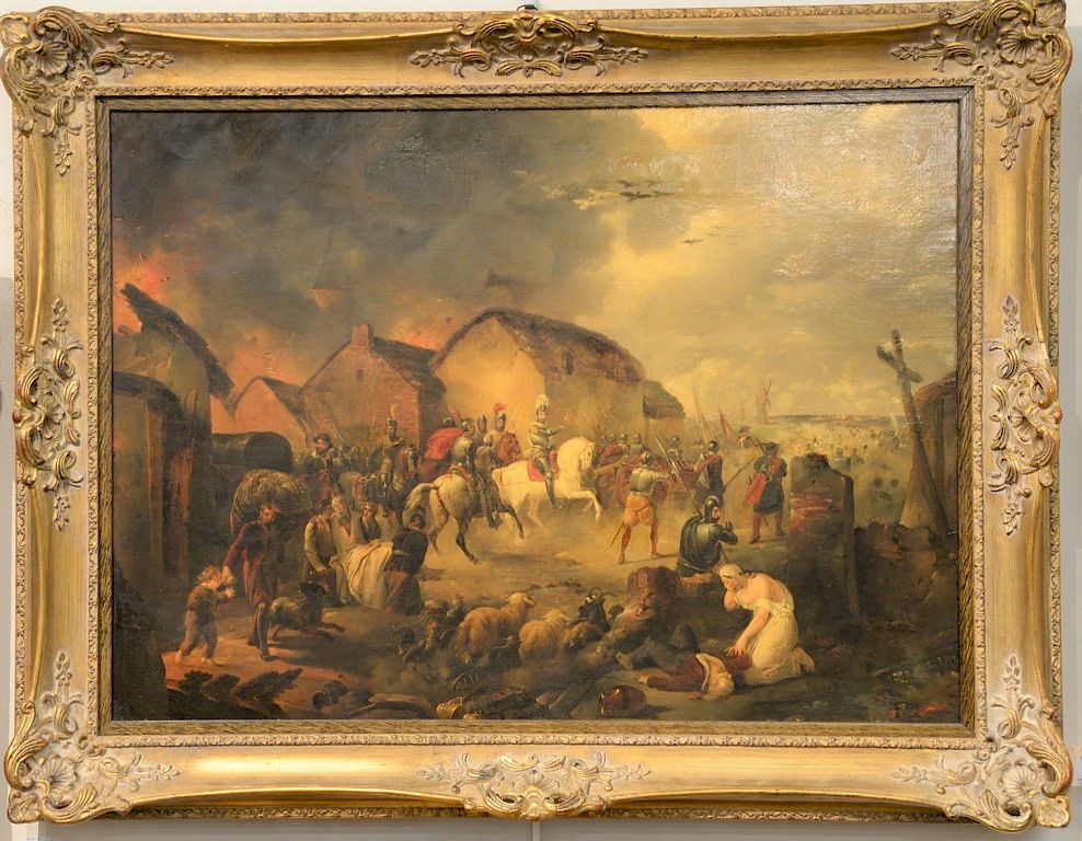 Appraisal: Italian school th th century oil on canvas battle scene