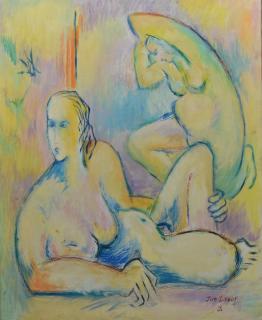 Appraisal: Jim Leedy American MO b oil on canvas Two Nudes