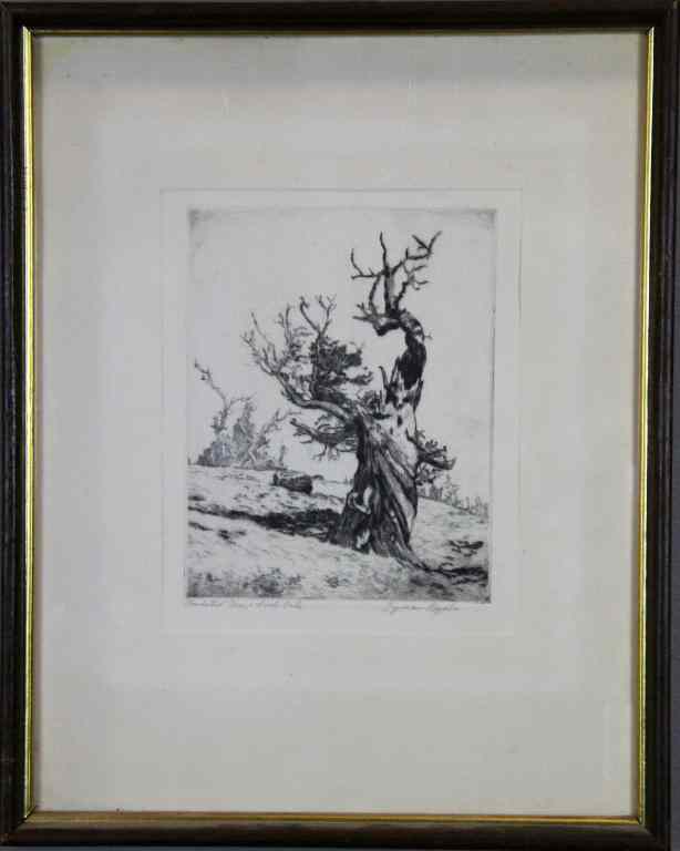 Appraisal: Lyman Byxbe Signed EtcthingDepicting a titled '' Twisted Tree -