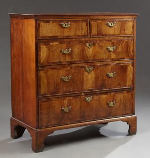 Appraisal: English Georgian Inlaid Walnut Chest of Drawers e English Georgian