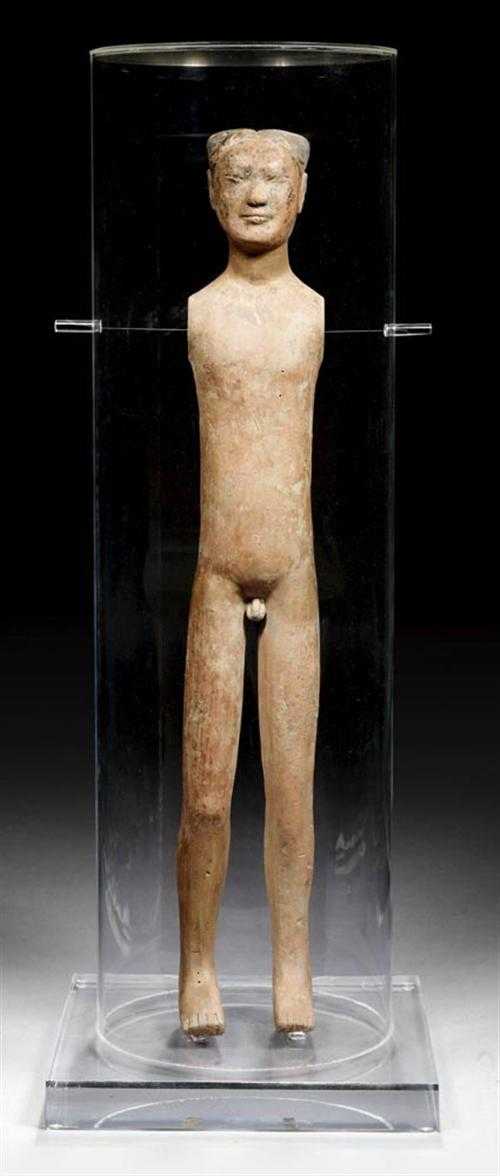 Appraisal: TERRACOTTA TOMB FIGURE OF A WARRIOR China Western Han-dynasty H