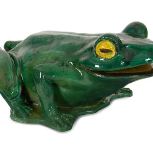 Appraisal: A Green Glazed Ceramic Model of a Frog th Century