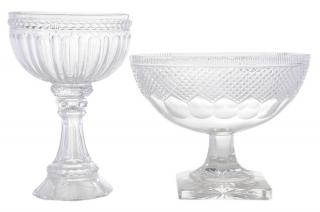 Appraisal: Two Glass Pedestal Centerpieces th century cut glass oval shaped