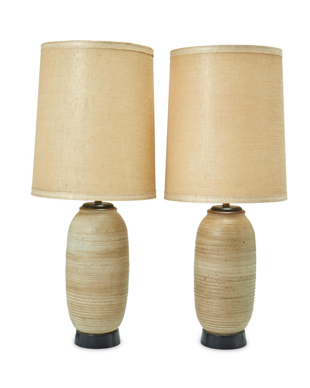 Appraisal: A pair of modern American studio pottery table lamps Mid-