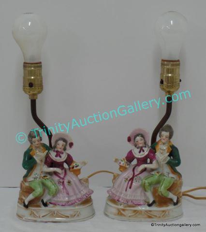 Appraisal: Pair of Occupied Japan Porcelain Bedroom Lamps Produced between and