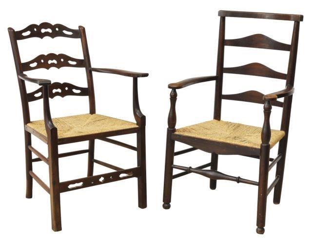 Appraisal: lot of Rush seat chairs th c comprising Chippendale style