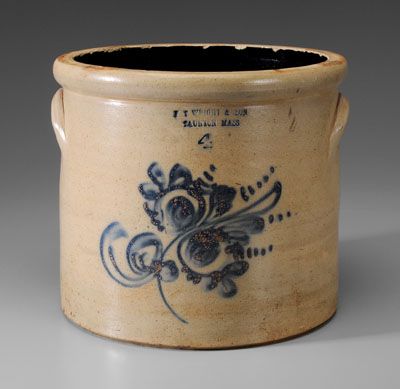 Appraisal: Massachusetts Stoneware Crock American th century cylindrical stamped FT Wright