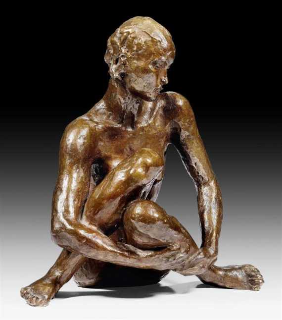 Appraisal: KOLBE GEORG Waldheim-Sachsen - Berlin Seated woman Bronze with brown-gren