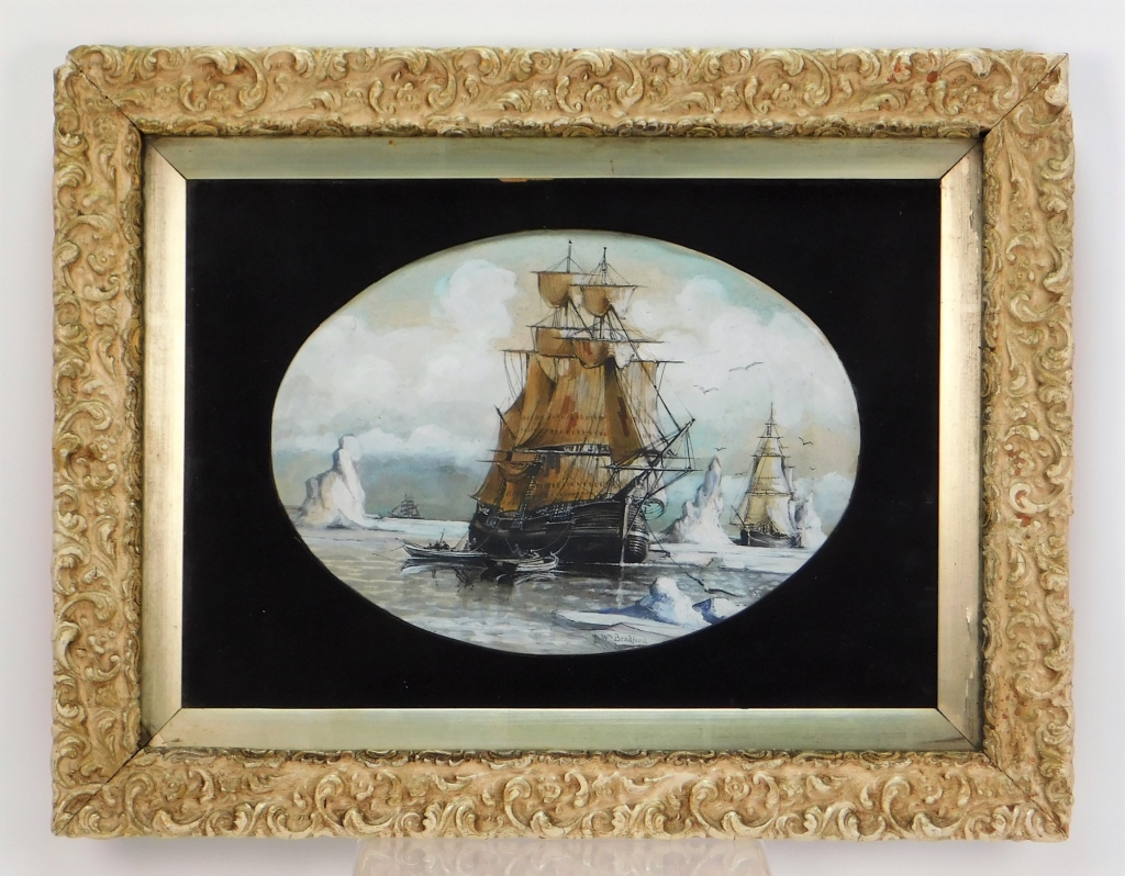 Appraisal: WILLIAM BRADFORD ARCTIC MARITIME GOUACHE PAINTING Massachusetts California - Depicts