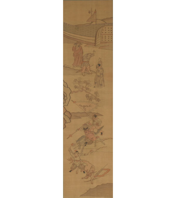 Appraisal: Antique framed Japanese woven silk work panel with gold metallic