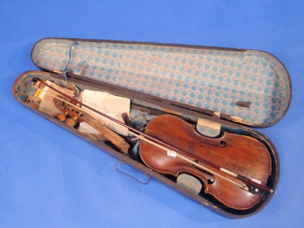 Appraisal: A thC violin bears a label for Franz Geissenhof requires