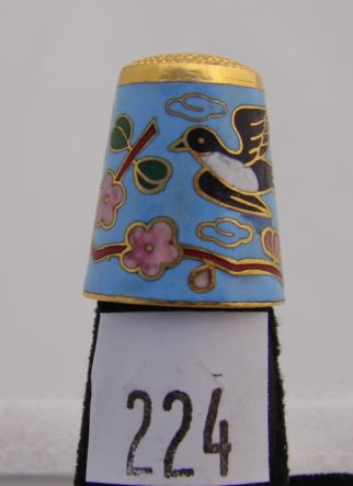 Appraisal: Cloisonne style Asian bird on twigs thimble