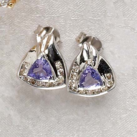 Appraisal: TANZANITE EARRINGS k white gold earrings set with two triangular