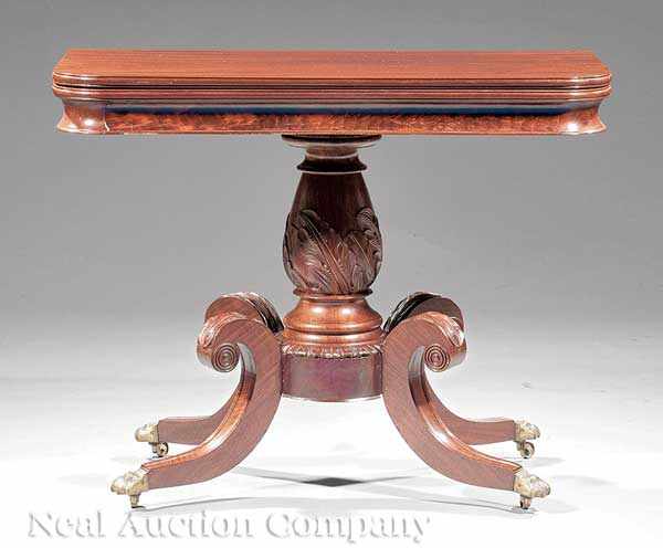 Appraisal: An American Classical Carved Mahogany Games Table c Boston fold-over