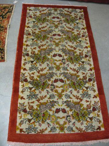 Appraisal: Oushak Turkish Handmade Rug floral on ivory field red border