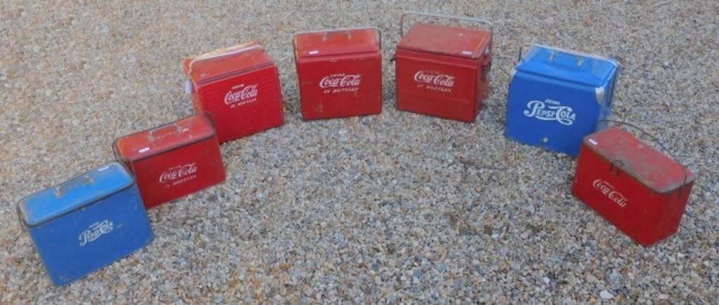 Appraisal: early th c travel coolers five are Coca Cola two