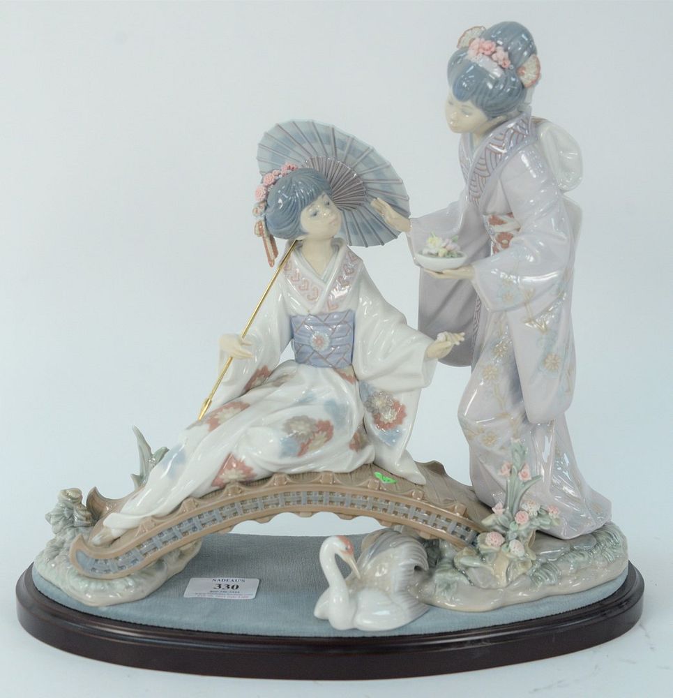 Appraisal: Large Lladro Porcelain Figure of two Japanese women on small