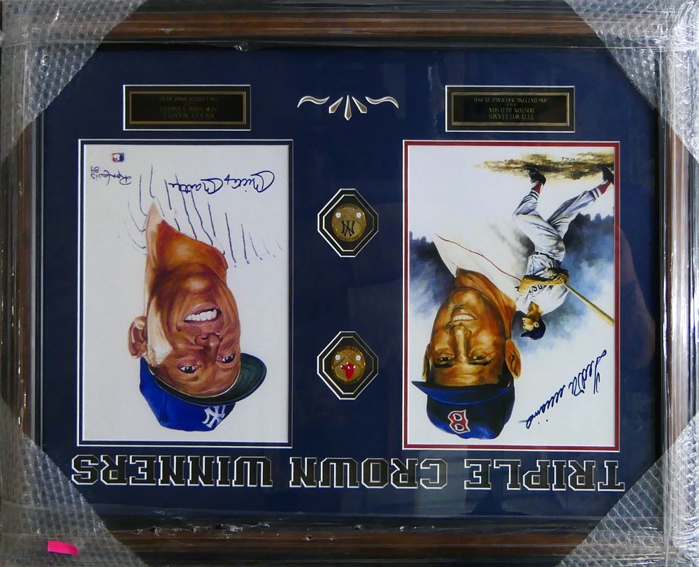 Appraisal: WILLIAMS MANTLE AUTOGRAPHED PHOTGRAPHS FRAMED Ted Williams and Mickey Mantle