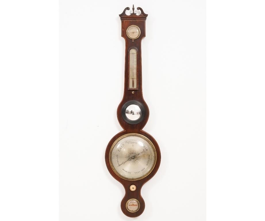 Appraisal: Georgian mahogany banjo barometer by Fagioli Son Clerkenwell London h