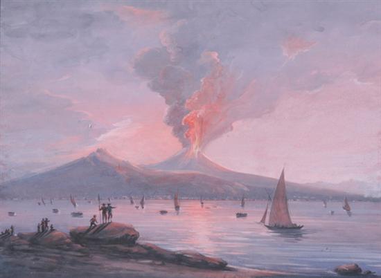 Appraisal: NEOPOLITAN SCHOOL th century BAY OF NAPLES WITH MOUNT VESUVIUS