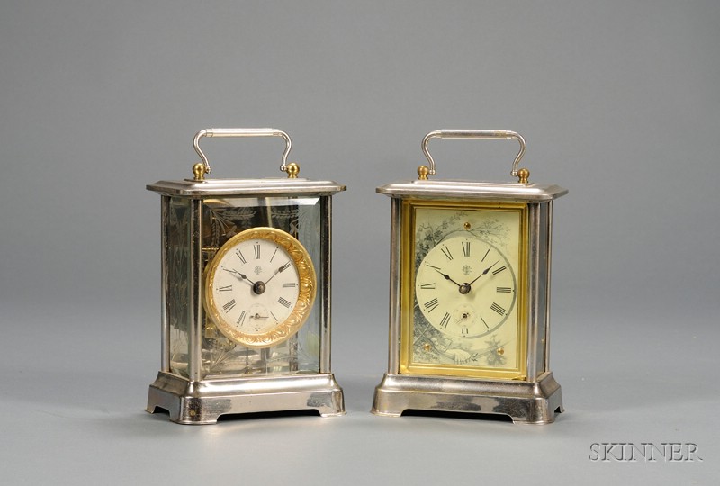 Appraisal: Two Nickel Plated Carriage Clocks by Terry Clock Company one