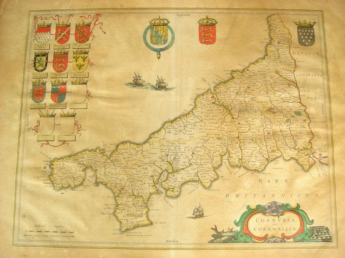 Appraisal: Willem Blaeu Cornubia five Cornwallia French text map of Cornwall