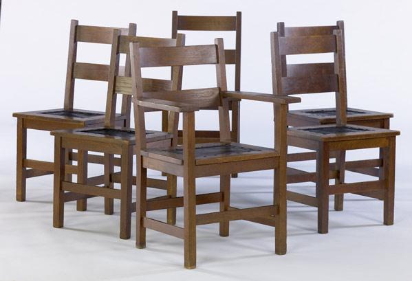 Appraisal: GUSTAV STICKLEY Set of six dining chairs no five side-