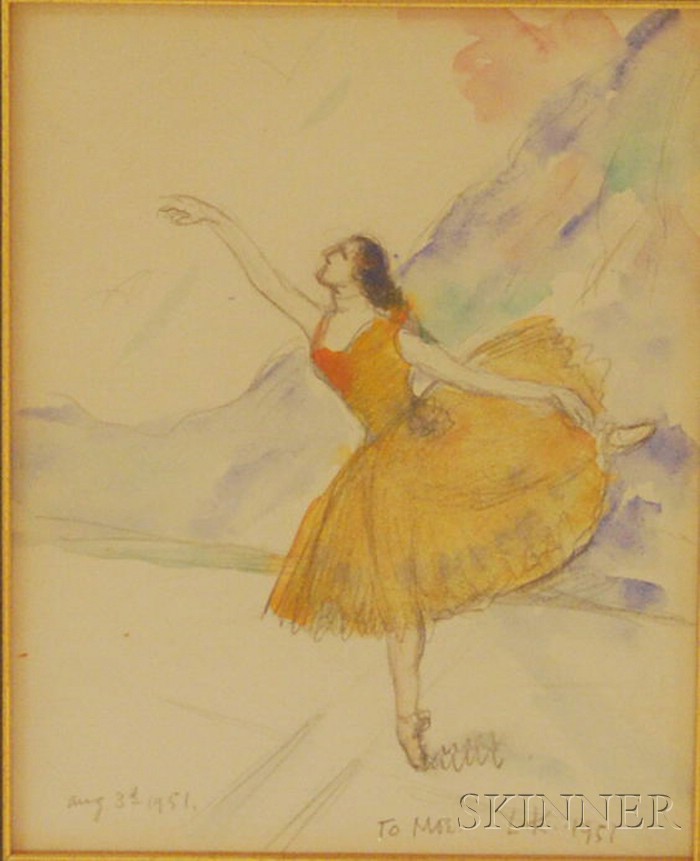 Appraisal: Louis Kronberg American - Ballerina in Orange Signed dated and