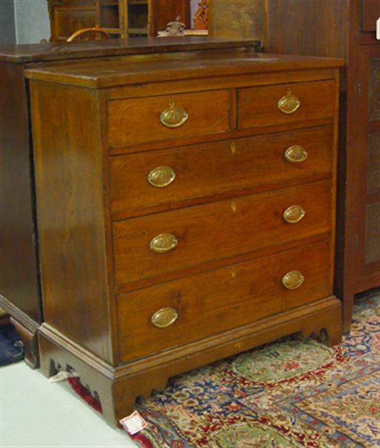 Appraisal: Walnut Two-Over-Three Drawer Chest of Drawers Circa Two drawers over