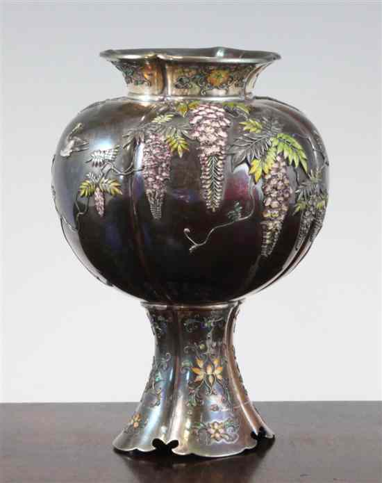 Appraisal: A fine Japanese silver and enamel vase Meiji period -