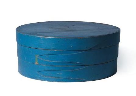 Appraisal: BLUE PAINTED BUCKET OF THREE-FINGER CONSTRUCTION THE LID STENCILED PC