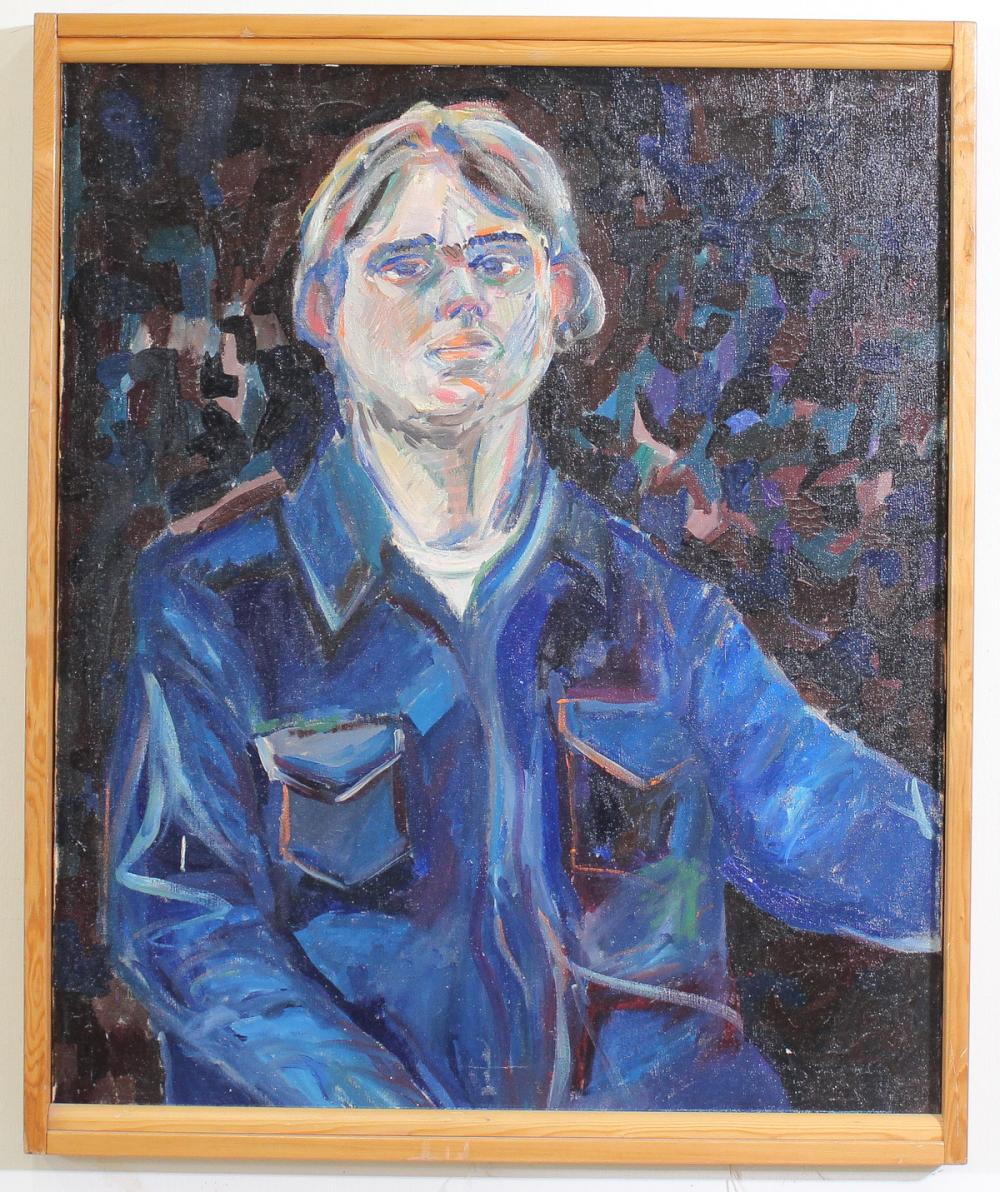 Appraisal: TOM CRAMER Oregon born oil on canvas Self-Portrait Signed and