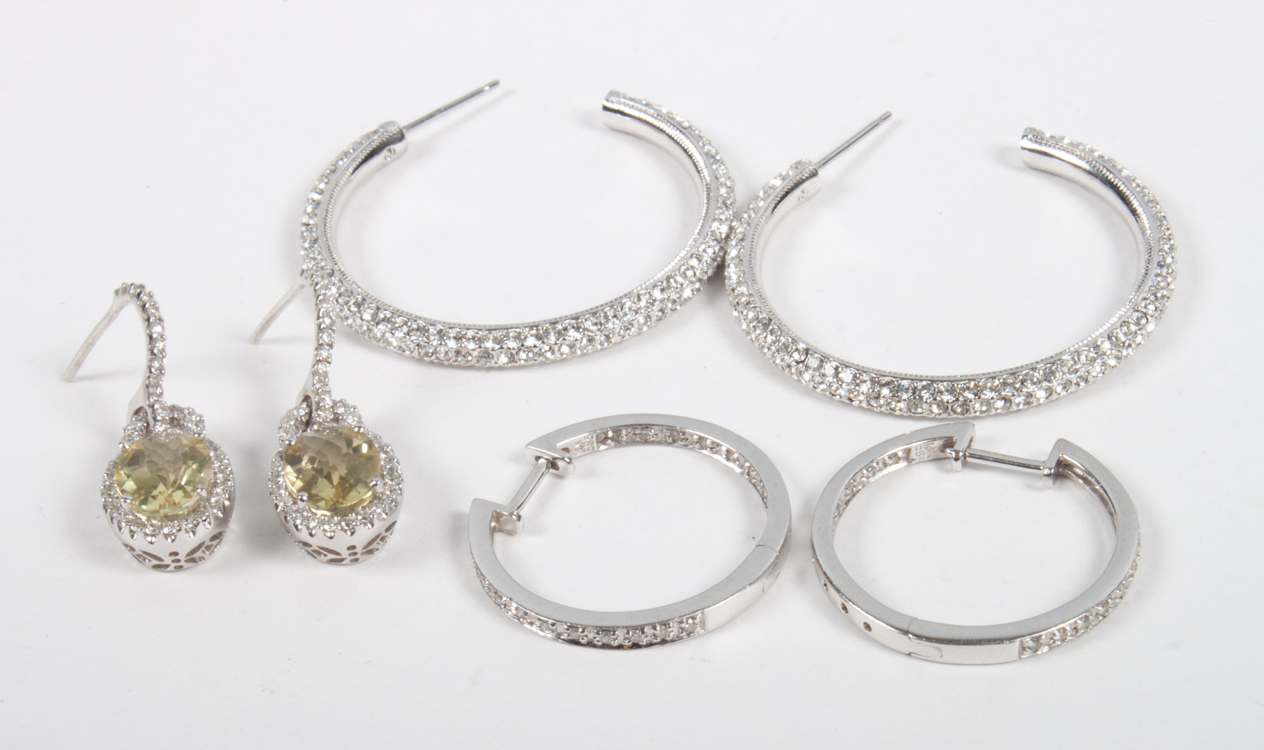 Appraisal: Pair of K white gold and citrine drop earrings with